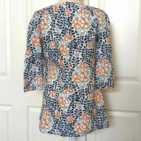 Tory Burch Alexiane Colorful Linen Tunic Women's Blouse - Picture 4 of 6
